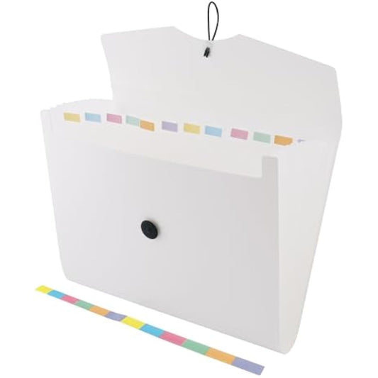 D.RECT 5580 Expandable Expanding File 12 Compartments A4 White