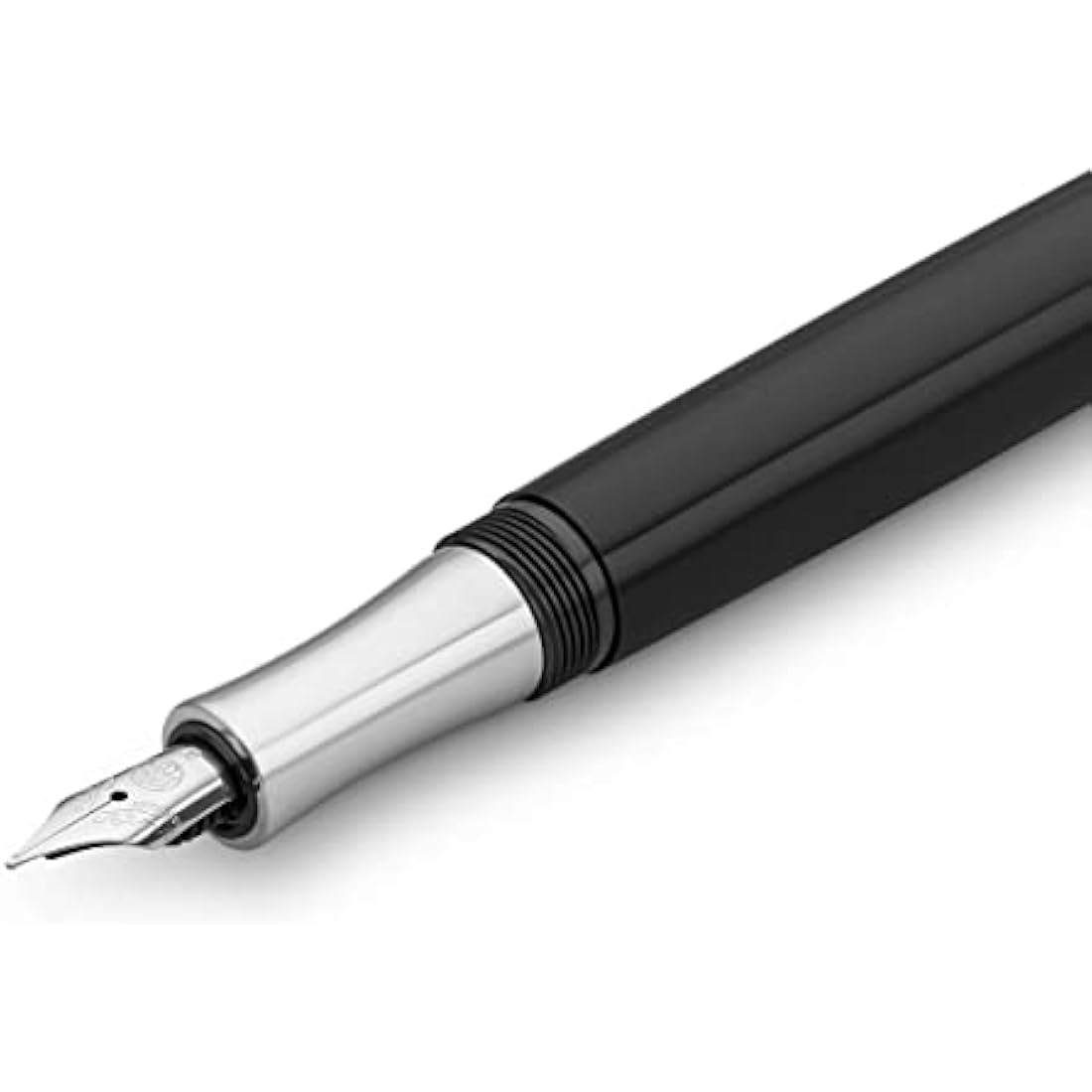 Kaweco STUDENT Black Fountain Pen I Premium Acrylic Fountain Pen for Ink Cartridges I Nostalgic Fountain Pen in Black with Silver Details I Student Pen 16 cm I Nib: B (Broad)