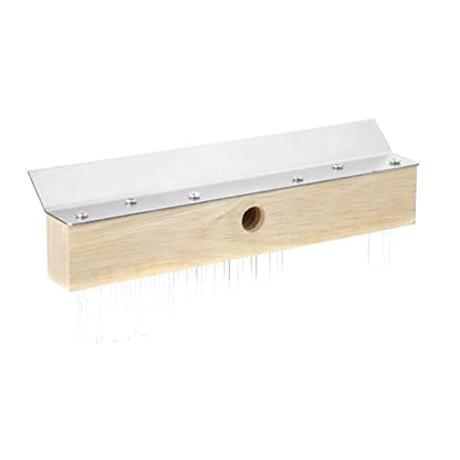 Vogue Pizza Oven Brush Head with Scraper, 10 inch Head, Brown, Carbon Steel Bristles, Size: 80(H) x 255(W)mm, Handle (GE211) Sold Separately, GE204
