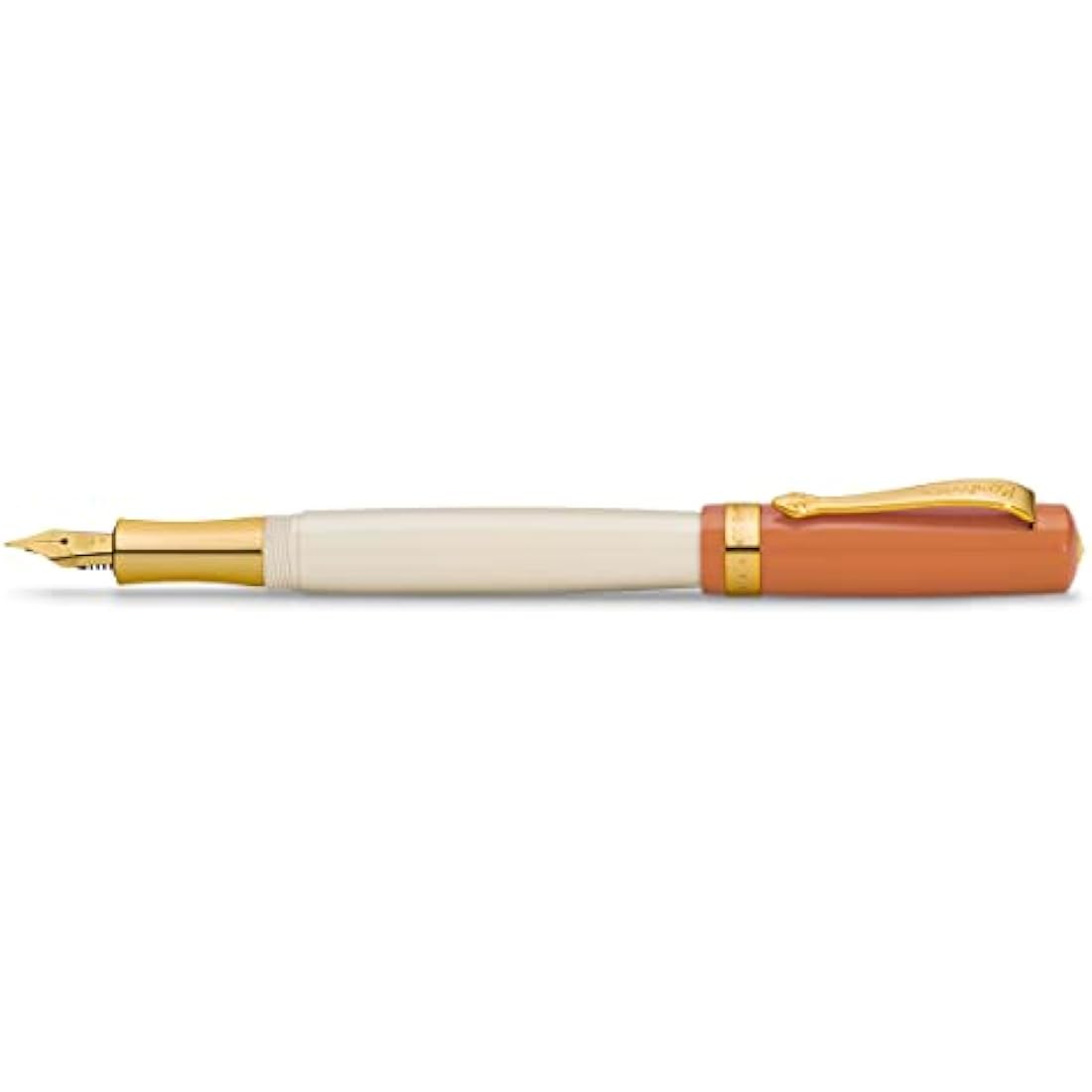 Kaweco STUDENT 70's Soul Fountain Pen I Premium Acrylic Fountain Pen for Ink Cartridges I Nostalgic Fountain Pen in Orange and Cream with Golden Details I Student Pen 16 cm I Nib: M (Medium)