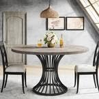Tribesigns Round Dining Table for 4-6 People, Circle Kitchen Table, 75 CM Tall Farmhouse Dinning Room Tables, with Metal Base for Kitchen