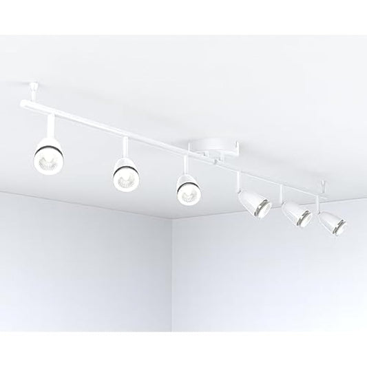 Saxby Lighting Amalfi six spotlight bar, Gloss White Finish, for Living Room, Kitchen, Bedroom