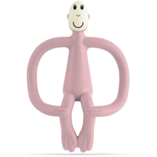 Matchstick Monkey, Original Teether & Gel Applicator, Antimicrobial Silicone Teething Toys for Baby, Easy to Grip, BPA Free, 3 Months Old+, 10.5 cm, Dusty Pink Monkey
