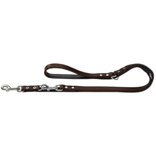 HUNTER Nickel-Plated Split-Leather Basic Training Lead Rope, 13 x 200 cm, Medium, Brown/Nappa Black