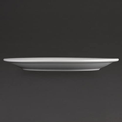 Athena Hotelware Narrow Rimmed Plates in White Porcelain - Super Vitrified Durable Glaze - Oven