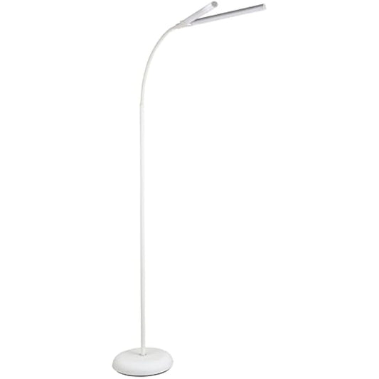 PURElite Natural Daylight Floor Lamp – Twin Lights for Double Power, Flexible LED Floor Light, 4 Colour Brightness Settings, Natural Daylight Bulbs for Reading, Needlework, Sewing, Crafting - White
