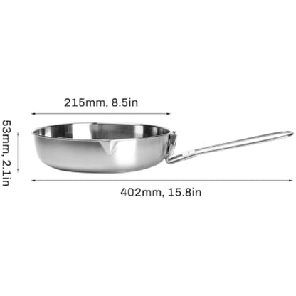 Fire-Maple Antarcti Stainless Steel Camping Frying Pan Skillet | 1.4L Portable Camp Cookware for Cooking Steak Egg | Omelette Pan Griddle Tableware with Folding Handle