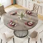 Tribesigns Round Dining Table for 4-6 People, Circle Kitchen Table, 75 CM Tall Farmhouse Dinning Room Tables, with Metal Base for Kitchen