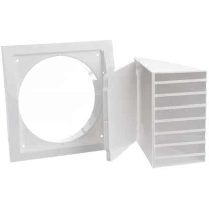 Ø 150mm / 6'' Cowled Duct Cover with Gravity Flap - Ventilation Grille with Rain and Wind Protection - External Air Vent Covers - ABS Plastic White
