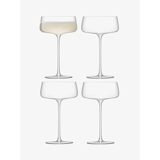LSA International Metropolitan Champagne Saucer 300ml Clear | Set of 4 | Dishwasher Safe | MW06
