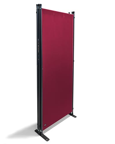 QUICK STAR Paravent 170 x 165 cm Fabric Room Devider Garden 3-Part Patrition Wall Foldable Balcony Privacy Screen Ruby Red
