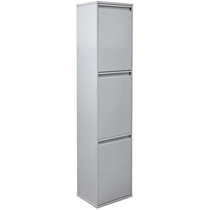Arregui Basic CR302-B Waste Bin for Waste Collecting Buckets, Steel Cabinet for Differentiated Waste, 3 Drop-Down Doors, 3 x 17 L (51 L), Light Grey