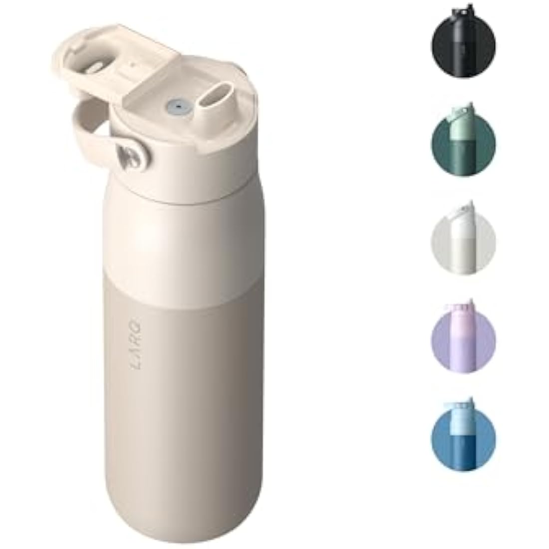 LARQ Swig Top 23oz - Insulated Stainless Steel Water Bottle with Built-in Silicone Handle | Thermos, BPA Free | Reusable Bottle for Sports, Gym, and Travel, Mojave Dune