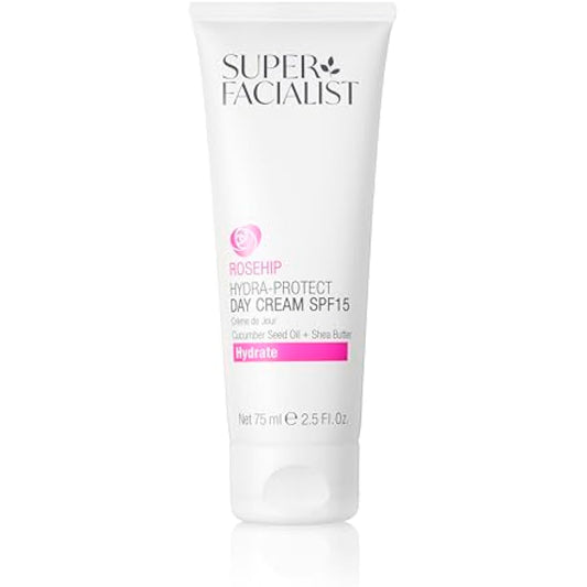 Super Facialist Rosehip Hydrate Radiance Day Cream SPF15, Formulated with UV filters to Protect and Hydrate, 75 ml
