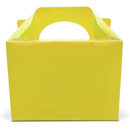 Lotus 50 x Children/Kids Plain Coloured Party Boxes Carry Food Meal Fun Picnic Birthday Wedding Favour/Baby Shower Party Halloween Trick or Treat Box Loot Bag (Yellow)