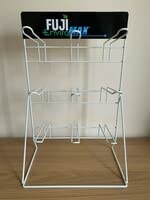 FUJI 2 X 9 Euro hook White Table Top counter stand. Wire Frame Retail Display For Small Products(9 Euro Hooks) POS Shop Display with header