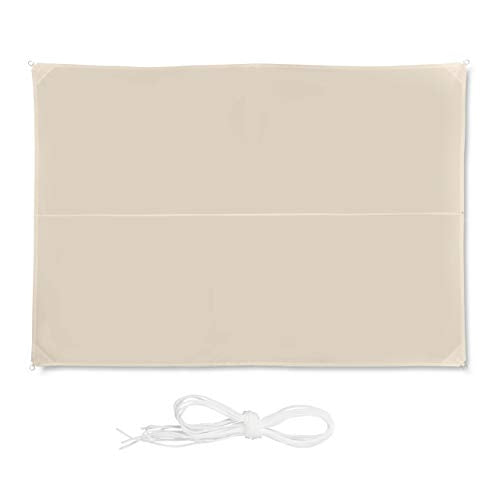 Relaxdays Shade Sail, Rectangular, Water-Repellent, UV-Protection with Tethers, Balcony Canopy, WxD: 3 x 4m, Beige