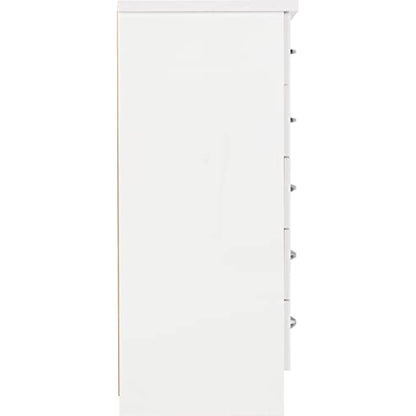 Seconique Nevada 5 Drawer Narrow Chest in White Gloss