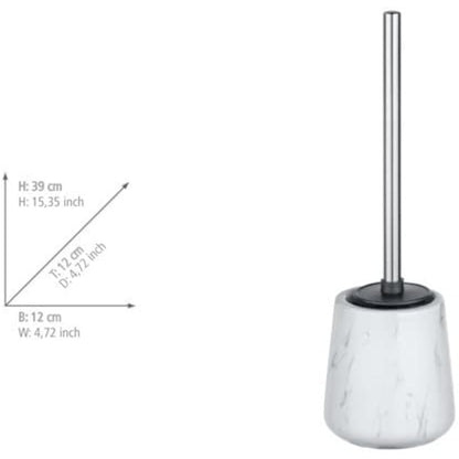 LEIGHTON DENNY Adrada Toilet Holder with Silicone Brush, Ceramic, White, 39 x 12 x 12 cm