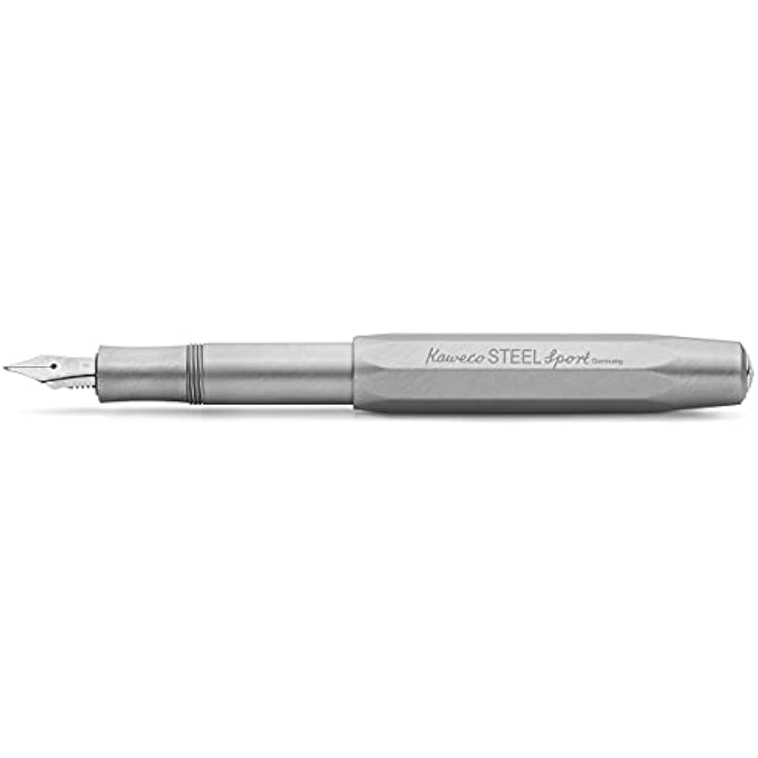 Kaweco STEEL SPORT Fountain Pen I Exclusive Stainless Steel Reservoir Pen for Ink Cartridges Including Retro Metal Box I Writing Instrument 13 cm I Nib: M (Medium)
