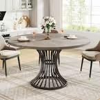 Tribesigns Round Dining Table for 4-6 People, Circle Kitchen Table, 75 CM Tall Farmhouse Dinning Room Tables, with Metal Base for Kitchen