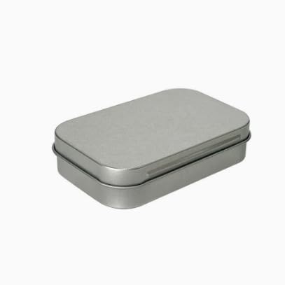 VansenKunda 6 Pack Metal Storage Tins with Hinged Lids Silver Rectangular Organiser Boxes