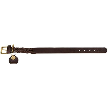 HUNTER Sansibar Solid Dog Collar Leather Heavy Duty Grippy Braided 65 (L) Dark Brown