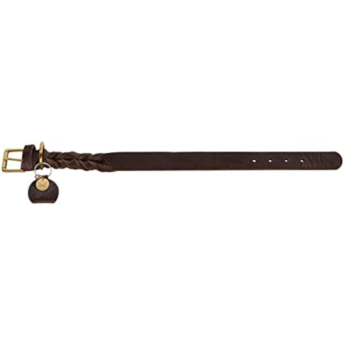 HUNTER SANSIBAR SOLID Leather Dog Collar Heavy Duty Grip Braided 50 (S-M) Dark Brown