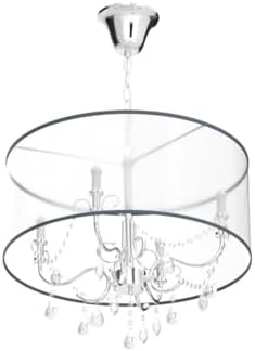 BESTIER Modern Elegant Crystal Pendant Drum Chandelier 4 Light Chrome Lighting Fixture LED Ceiling Light Dia 48 cm x H 45 cm