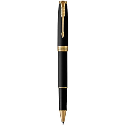 Parker Sonnet Rollerball Pen | Matte Black Lacquer with Gold Trim | Fine Point Black Ink | Gift Box