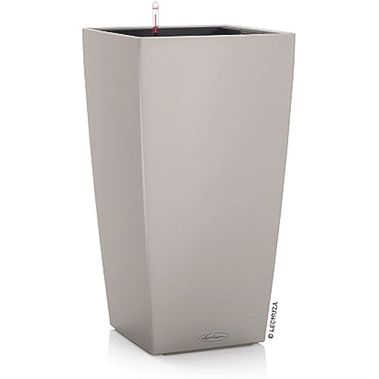 Lechuza CUBICO Color 40 Self Watering Planter Large Garden Plastic Indoor and Outdoor Flower Plant Pot with Drainage Hole H75 L40 W40 cm Sand Brown
