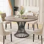 Tribesigns Round Dining Table for 4-6 People, Circle Kitchen Table, 75 CM Tall Farmhouse Dinning Room Tables, with Metal Base for Kitchen