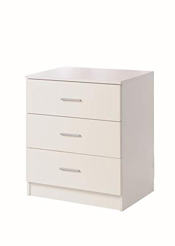 Timber Art Design 3 Drawer Bedroom Chest of Drawers with Metal Handles & Runners Storage Organiser Unit for Bedroom Hallway Living Room Bedside