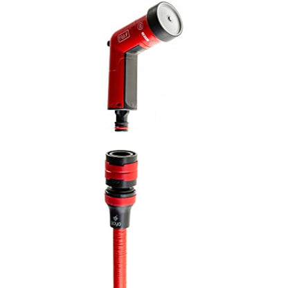 FITT YOYO 20 m, Extendable and Flexible Garden Water Hose Pipe with Multi-Function Spray Gun, Red