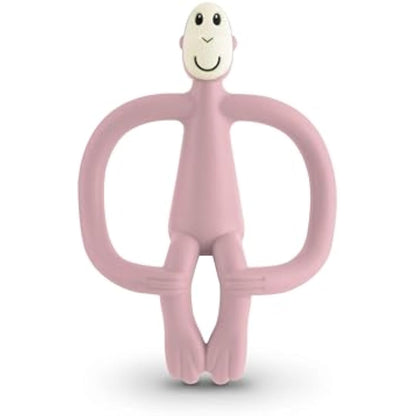 Matchstick Monkey, Original Teether & Gel Applicator, Antimicrobial Silicone Teething Toys for Baby, Easy to Grip, BPA Free, 3 Months Old+, 10.5 cm, Dusty Pink Monkey