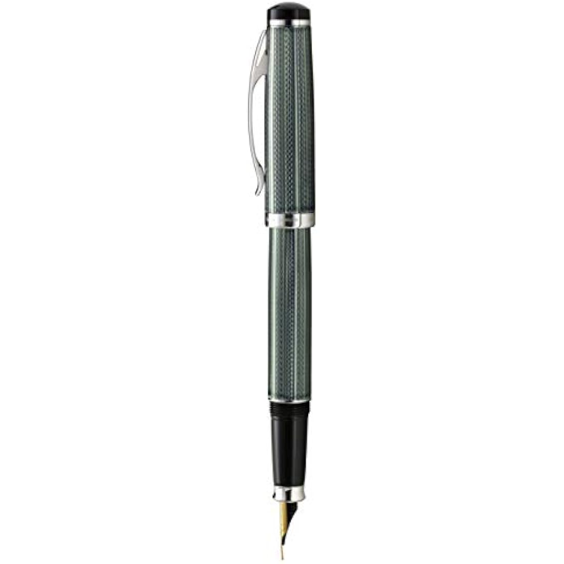 Xezo Incognito Fountain Pen, Medium Nib. Zinc Green Layered Lacquer with Pure Platinum Plating. Handcrafted, Limited Edition, Serialized