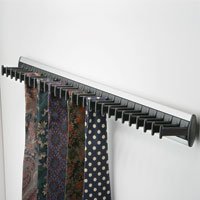 1 PREMIUM QUALITY WARDROBE DOOR TIE RACK SILVER & BLACK (SUKI)