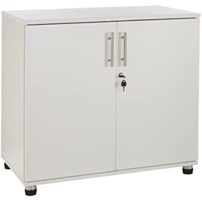 MMT Storage Cupboard, Storage Cabinet, File Cabinet for Office Documents, Garage Tools, Utility, White Wood , Lockable, 31.5" Long
