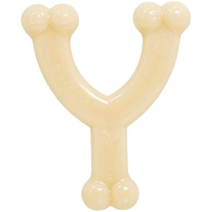 Nylabone Dura Chew Extreme Tough Dog Chew Toy Bone, Chicken Flavour Wishbone, S, for Dogs Up to 11 kg