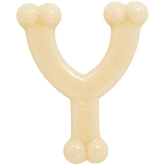 Nylabone Dura Chew Extreme Tough Dog Chew Toy Bone, Chicken Flavour Wishbone, S, for Dogs Up to 11 kg