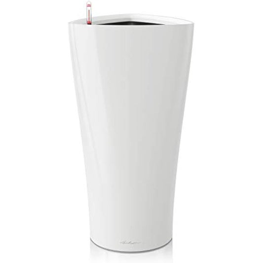 Lechuza Self Watering Plant Pot DELTA 40 Garden Flower Indoor and Outdoor Tall Plastic Planter with Drainage Hole D40 H75 cm White High-Gloss