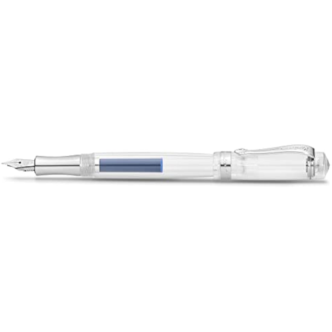 Kaweco STUDENT Transparent Fountain Pen I Premium Acrylic Fountain Pen for Ink Cartridges I Nostalgic Fountain Pen in Transparent with Silver Details I Student Pen 16 cm I Nib: M (Medium)