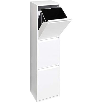 Arregui Basic CR301-B 3-Compartment Steel Trash and Recycling Bin | 3x17L (51L) | Kitchen Trash Bins | Recycling Bins for Home or Office | White