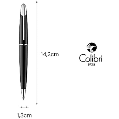 Colibri Equinox Twist Ballpoint Pen-Black Lacquer and Chrome Finish-Luxury Pen-Sleek Branded Spring Clip-Comes In A Nice Gift Box-Gift For Men And Women