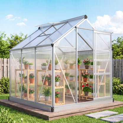 Outsunny 6 x 6ft Polycarbonate Greenhouse - Clear