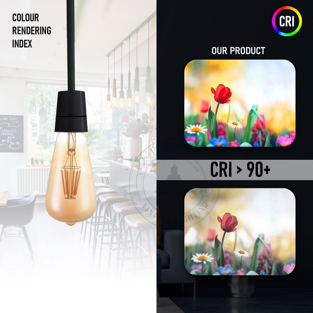 6Pack E27 LED Edison Dimmable Vintage Amber Glass Warm white 2700K Light Bulb,