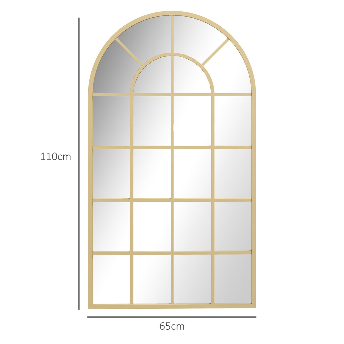 HOMCOM 110 x 65 cm Arched Decorative Wall Mirror for Bedroom Living Room, Modern Window Bathroom Mirror for Home Decor