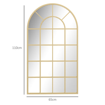 HOMCOM 110 x 65 cm Arched Decorative Wall Mirror for Bedroom Living Room, Modern Window Bathroom Mirror for Home Decor