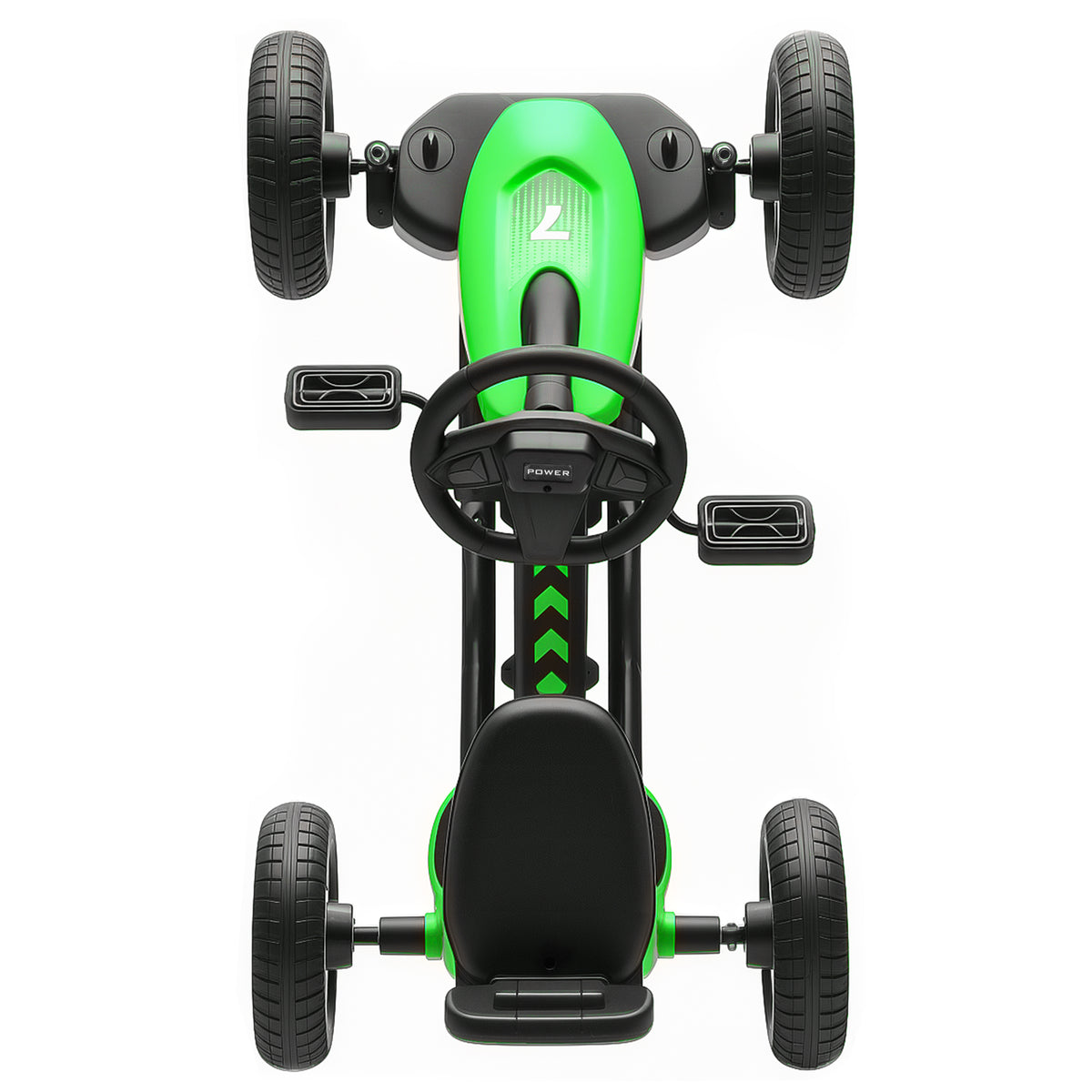 AIYAPLAY Pedal Go Kart for Kids 2-5 Years, with Silent EVA Wheels, Metal Frame, Green