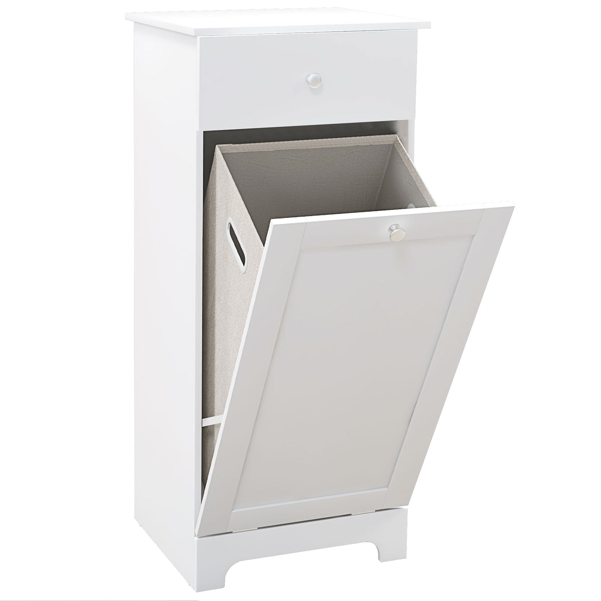 HOMCOM Single Hamper Laundry Storage Cabinet - White